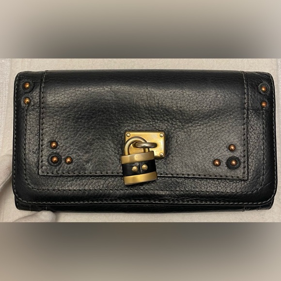 Authentic Chloe Black and Gold Leather Wallet - Picture 1 of 16